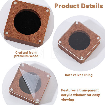 Wooden Jewelry Badge Packaging Boxes with Clear Acrylic Magnetic Lids CON-WH0086-246B-1