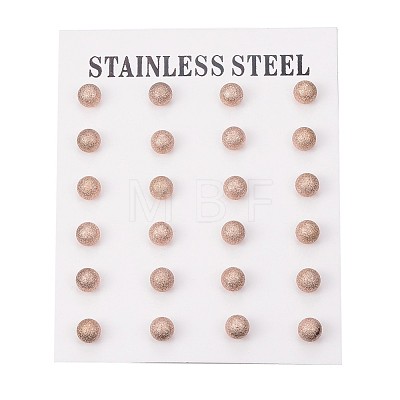 304 Stainless Steel Textured Stud Earrings EJEW-H353-02RG-4MM-1