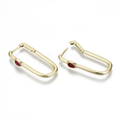 Brass Enamel Huggie Hoop Earrings EJEW-N011-33-NF-1