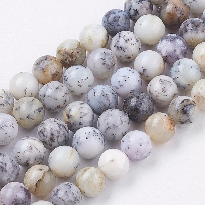 Natural White African Opal Beads Strands G-F563-03-8mm-1