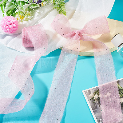2Rolls Polyester Hot-fix Rhinestone Raw Edges Ribbon OCOR-TA0003-95D-1