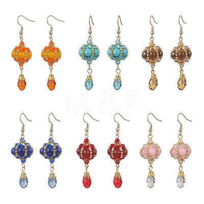 Mixed Stone Dangle Earrings EJEW-MZ00669-1