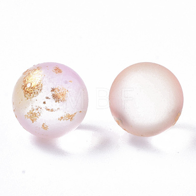 Transparent Spray Painted Frosted Glass Beads GLAA-N035-05A-04-1