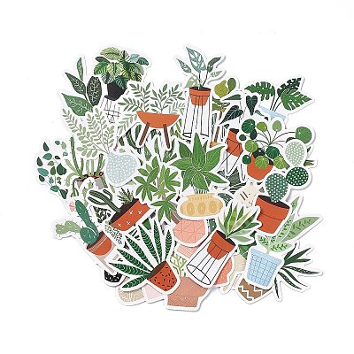 44Pcs 44 Styles Plant Theme Paper Stickers Sets X-STIC-P004-08-1