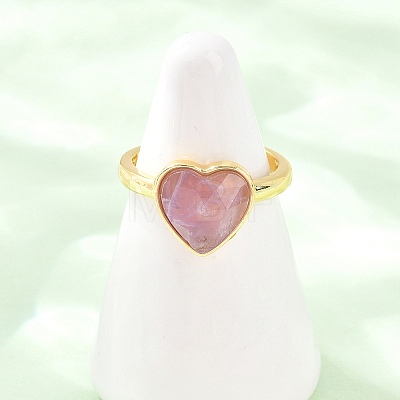 Natural Amethyst Finger Rings with Brass Findings G-H353-03G-04-1