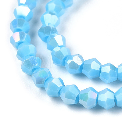 Opaque Solid Color Electroplate Glass Beads Strands EGLA-A039-P2mm-B12-1