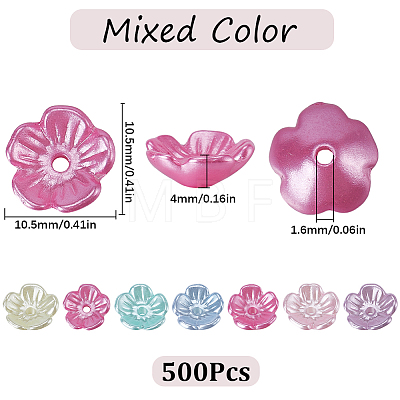 SUNNYCLUE 500PCS 5-Petal ABS Plastic Imitation Pearl Bead Caps KY-SC0002-01-1