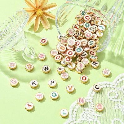 Alloy Enamel Letter Beads ENAM-CJ0001-24-1