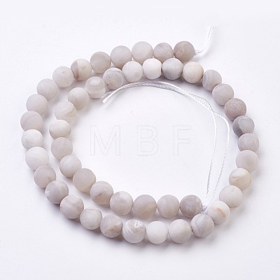 Natural White Agate Bead Strands G-J376-02-8mm-1