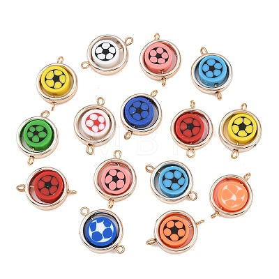 CCB Plastic Frame with Polymer Clay Football Beads Flat Round Links Connector Charms KK-D103-10F-RG-1