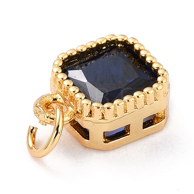 Real 18K Gold Plated Brass Inlaid Cubic Zirconia Charms ZIRC-L100-073G-08-1