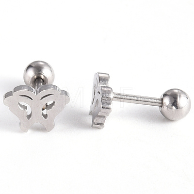 Tarnish Resistant 201 Stainless Steel Barbell Cartilage Earrings EJEW-R147-16-1