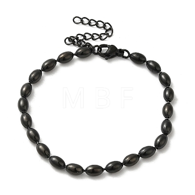 Ion Plating(IP) 304 Stainless Steel Oval Ball Chain Bracelets for Women BJEW-C046-01B-1