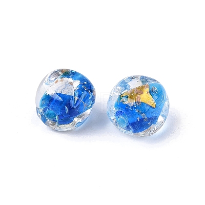 Handmade Gold & Silver Foil Glass Beads FOIL-Q003-01D-1