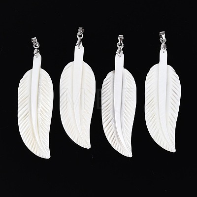 Natural Freshwater Shell Carved Big Pendants SHEL-N038-20P-1
