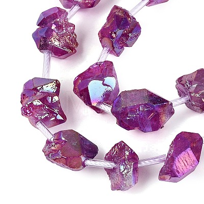 Dyed Electroplate Raw Rough Natural Amethyst Beads Strands G-Q610-05D-1