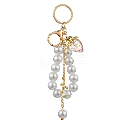 Acrylic & ABS Plastic Pearl Bead Keychains KEYC-YW00299-02-1