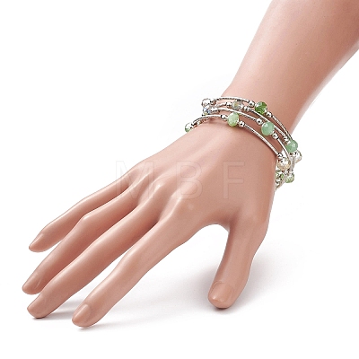 Glass Beads Five Loops Wrap Bracelets BJEW-JB09056-03-1