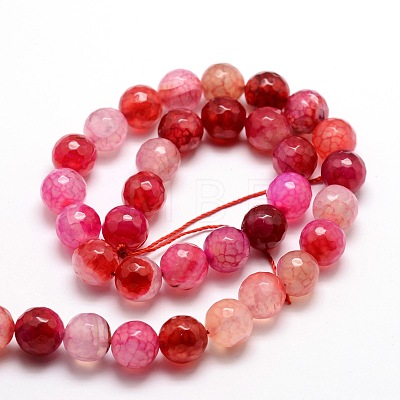 Dyed Natural Agate Faceted Round Beads Strands G-E320E-8mm-06-1