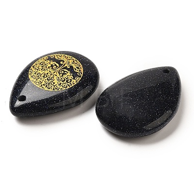 Synthetic Blue Goldstone Drop Pendants G-C158-01I-1