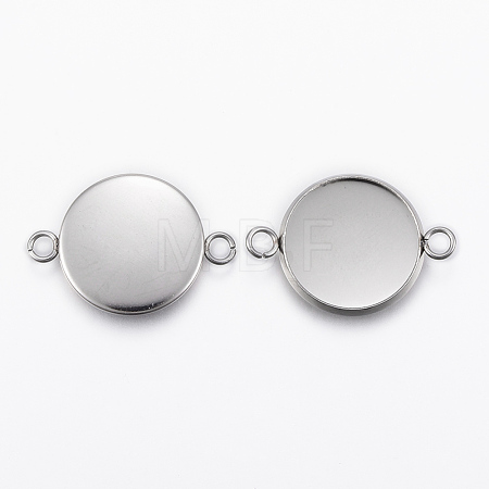 Tarnish Resistant 304 Stainless Steel Cabochon Connector Settings STAS-E146-19P-16mm-1
