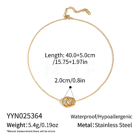 Minimalist double ring pendant necklace stainless steel vacuum plating unisex jewelry QF4079-1