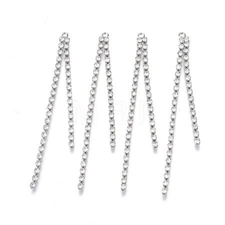Brass Rhinestone Cup Chains Tassel Big Pendants X-KK-R129-08P-1