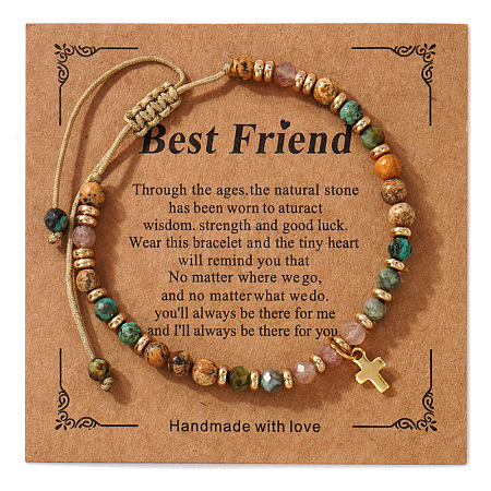 Friendship Theme Brass Cross Charm Bracelets KZ7256-14-1