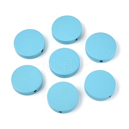 Painted Natural Poplar Wood Beads WOOD-S045-063B-07-1