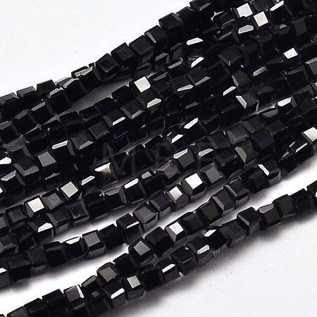 Faceted Cube Glass Beads Strands EGLA-J133-C01-1