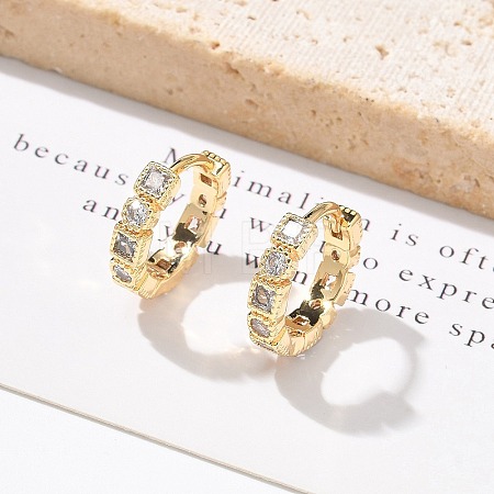 Brass Micro Pave Cubic Zirconia Hoop Earrings EJEW-H152-01E-G-1