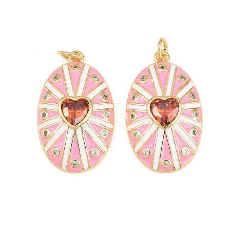Rack Plating Brass Micro Pave Clear Cubic Zirconia Pendants KK-H474-23G-02-1