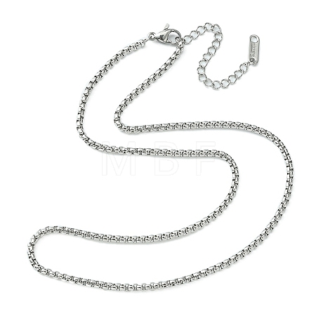 304 Stainless Steel Box Chain Necklace for Men Women NJEW-YW0001-16-1