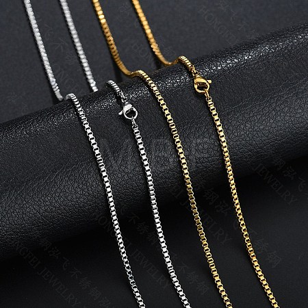 Stainless Steel Box Chain Necklace NJEW-YWC0001-02G-04-1
