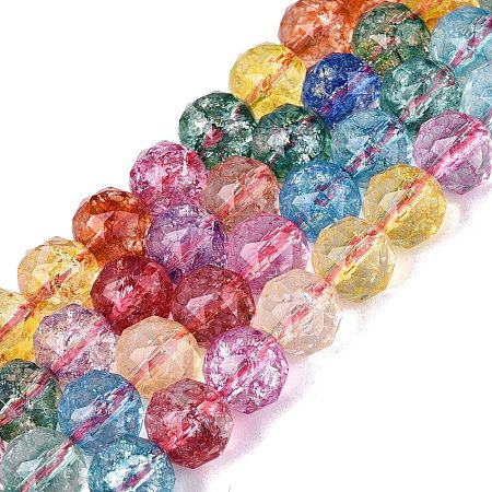 Crackle Transparent Glass Beads Strands GLAA-Q108-02A-17-1