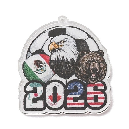 Football Theme Printed Transparent Acrylic Pendants OACR-B055-03C-1