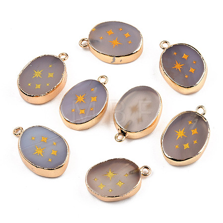 Natural Agate Pendants G-N326-155E-1