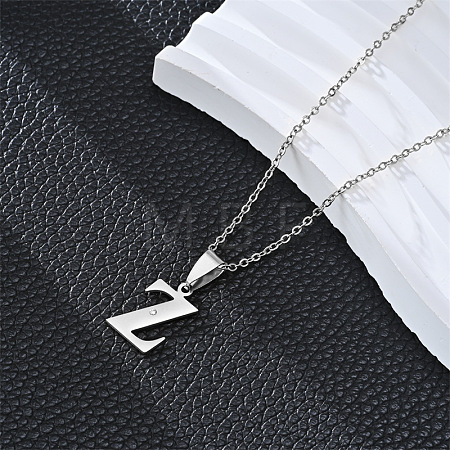 201 Stainless Steel Crystal Rhinestone Initial Pendant Necklaces FS-WG28760-20-1