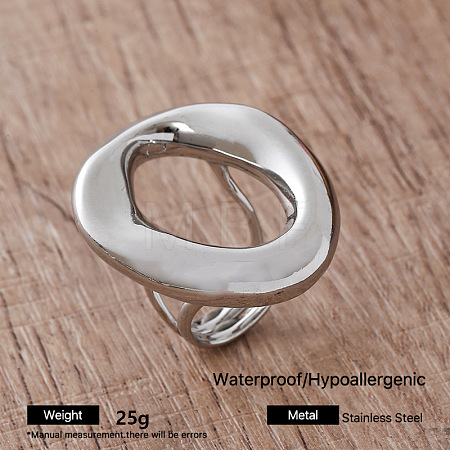 Irregular 304 Stainless Steel Cuff Open Rings for Women AJ8758-2-1
