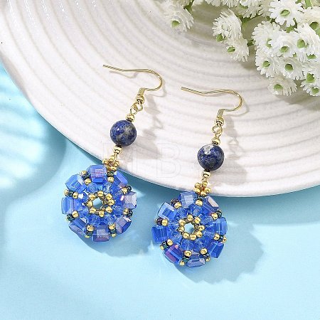 Glass Seed Beads Dangle Earrings EJEW-MZ00763-01-1