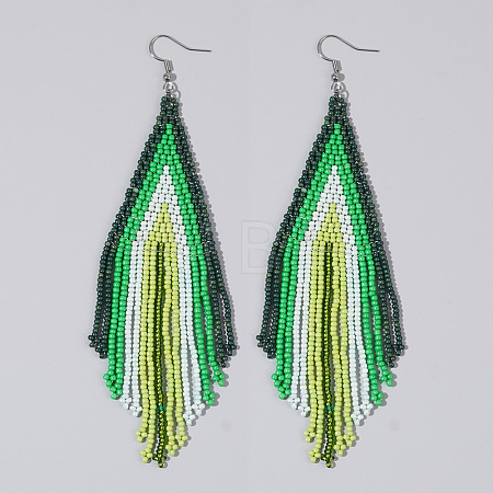 Handmade Glass Seed Beads Tassel Dangle Earrings LS-EN2812-7-1