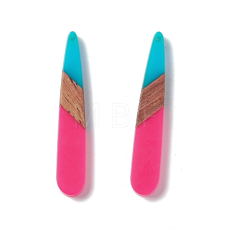 Opaque Resin & Walnut Wood Pendants RESI-M027-12I-1