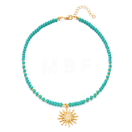 Bohemian Zinc Alloy Enamel with Crystal Rhinestone Sun Pendant Necklaces FS-WG8769D-01-1