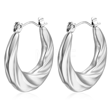 European and American Fashion Twisted Spiral Irregular Stainless Steel Hoop Earrings PW-WG801D8-02-1
