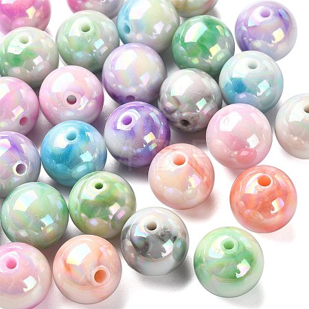 30Pcs Gradient Color Opaque Resin Beads RESI-CJ0003-09-1