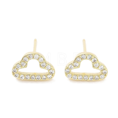 Brass Micro Pave Clear Cubic Zirconia Studs Earring EJEW-S217-G11-1