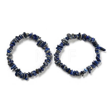 Natural Lapis Lazuli Chip Beaded Stretch Bracelet G-H294-01B-03A-1