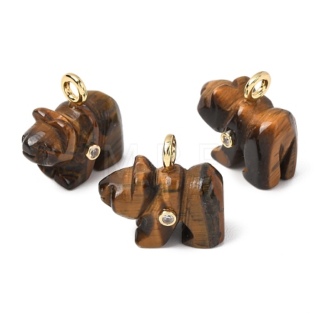 Natural Tiger Eye Carved Pendants G-H357-02G-11-1