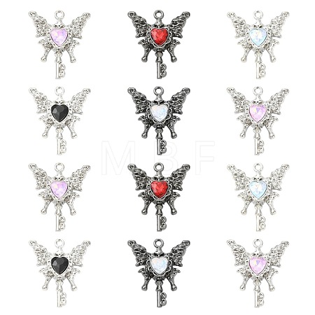 12Pcs 6 Colors Alloy Micro Pave Cubic Zirconia Pendants FIND-CJ0005-86-1