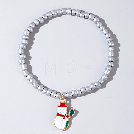 Christmas 304 Stainless Steel Enamel Charm Bracelets LB4238-4-1